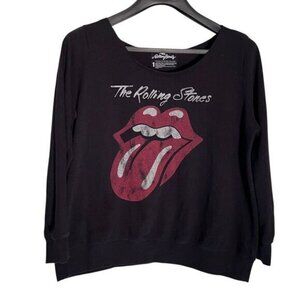 Torrid Rolling Stones Band Logo Crew Neck Long Sleeve Sweatshirt Black Size 1